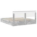 vidaXL Tárolós Ágy fejtámlával Beton Szürke 200 x 200 cm Faanyag