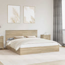 vidaXL Tárolós Ágy fejtámlával Sonoma tölgy 180 x 200 cm Faanyag