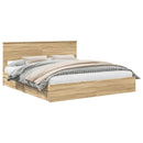 vidaXL Tárolós Ágy fejtámlával Sonoma tölgy 180 x 200 cm Faanyag