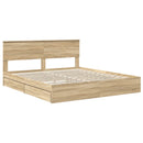 vidaXL Tárolós Ágy fejtámlával Sonoma tölgy 180 x 200 cm Faanyag