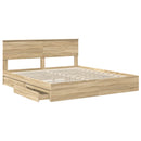 vidaXL Tárolós Ágy fejtámlával Sonoma tölgy 180 x 200 cm Faanyag