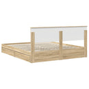 vidaXL Tárolós Ágy fejtámlával Sonoma tölgy 180 x 200 cm Faanyag
