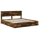 vidaXL Tárolós Ágy fejtámlával Füstölt tölgy 180 x 200 cm Faanyag