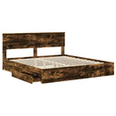 vidaXL Tárolós Ágy fejtámlával Füstölt tölgy 180 x 200 cm Faanyag
