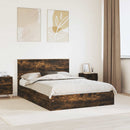 vidaXL Tárolós Ágy fejtámlával Füstölt tölgy 160 x 200 cm Faanyag