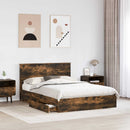 vidaXL Tárolós Ágy fejtámlával Füstölt tölgy 160 x 200 cm Faanyag