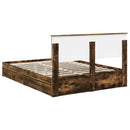 vidaXL Tárolós Ágy fejtámlával Füstölt tölgy 160 x 200 cm Faanyag