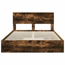 vidaXL Tárolós Ágy fejtámlával Füstölt tölgy 160 x 200 cm Faanyag