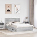 vidaXL Tárolós Ágy fejtámlával Szürke Sonoma 160 x 200 cm Faanyag