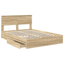 vidaXL Tárolós Ágy fejtámlával Sonoma tölgy 140 x 190 cm Faanyag