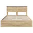vidaXL Tárolós Ágy fejtámlával Sonoma tölgy 140 x 190 cm Faanyag