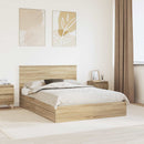 vidaXL Tárolós Ágy fejtámlával Sonoma tölgy 140 x 200 cm Faanyag