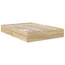 vidaXL Tárolós Ágy fejtámlával Sonoma tölgy 140 x 200 cm Faanyag