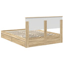 vidaXL Tárolós Ágy fejtámlával Sonoma tölgy 140 x 200 cm Faanyag
