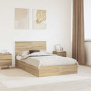 vidaXL Tárolós Ágy fejtámlával Sonoma tölgy 135 x 190 cm Faanyag