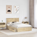 vidaXL Tárolós Ágy fejtámlával Sonoma tölgy 135 x 190 cm Faanyag