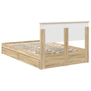 vidaXL Tárolós Ágy fejtámlával Sonoma tölgy 135 x 190 cm Faanyag