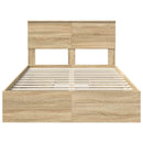 vidaXL Tárolós Ágy fejtámlával Sonoma tölgy 135 x 190 cm Faanyag