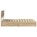 vidaXL Tárolós Ágy fejtámlával Sonoma tölgy 135 x 190 cm Faanyag