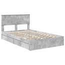 vidaXL Tárolós Ágy fejtámlával Beton Szürke 135 x 190 cm Faanyag