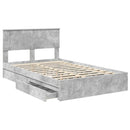 vidaXL Tárolós Ágy fejtámlával Beton Szürke 135 x 190 cm Faanyag