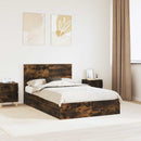 vidaXL Tárolós Ágy fejtámlával Füstölt tölgy 135 x 190 cm Faanyag