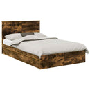vidaXL Tárolós Ágy fejtámlával Füstölt tölgy 135 x 190 cm Faanyag