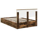 vidaXL Tárolós Ágy fejtámlával Füstölt tölgy 135 x 190 cm Faanyag