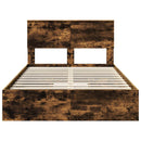 vidaXL Tárolós Ágy fejtámlával Füstölt tölgy 135 x 190 cm Faanyag