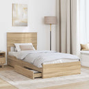 vidaXL Tárolós Ágy fejtámlával Sonoma tölgy 100 x 200 cm Faanyag
