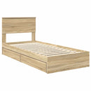 vidaXL Tárolós Ágy fejtámlával Sonoma tölgy 100 x 200 cm Faanyag