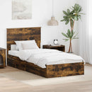 vidaXL Tárolós Ágy fejtámlával Füstölt tölgy 100 x 200 cm Faanyag