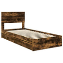 vidaXL Tárolós Ágy fejtámlával Füstölt tölgy 100 x 200 cm Faanyag