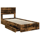 vidaXL Tárolós Ágy fejtámlával Füstölt tölgy 100 x 200 cm Faanyag