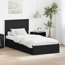 vidaXL Tárolós Ágy fejtámlával fiókkal Fekete 90 x 190 cm Faanyag