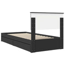 vidaXL Tárolós Ágy fejtámlával fiókkal Fekete 90 x 190 cm Faanyag