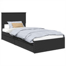 vidaXL Tárolós Ágy fejtámlával fiókkal Fekete 75 x 190 cm Faanyag