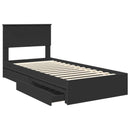 vidaXL Tárolós Ágy fejtámlával fiókkal Fekete 75 x 190 cm Faanyag