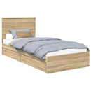 vidaXL Tárolós Ágy fejtámlával Sonoma tölgy 75 x 190 cm Faanyag