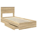 vidaXL Tárolós Ágy fejtámlával Sonoma tölgy 75 x 190 cm Faanyag