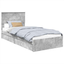 vidaXL Tárolós Ágy fejtámlával Beton Szürke 70 x 190 cm Faanyag