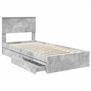 vidaXL Tárolós Ágy fejtámlával Beton Szürke 70 x 190 cm Faanyag