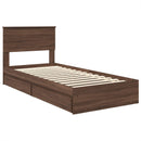 vidaXL Tárolós Ágy fejtámlával fiókkal Barna Tölgy 75 x 190 cm Faanyag