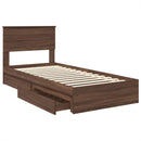 vidaXL Tárolós Ágy fejtámlával fiókkal Barna Tölgy 75 x 190 cm Faanyag