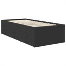 vidaXL Nappaliágy fiókkal fejtámlával Fekete 100 x 200 cm Faanyag
