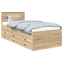 vidaXL Nappaliágy fiókkal Sonoma Tölgy és Fekete 100 x 200 cm Faanyag