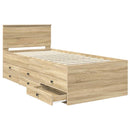 vidaXL Nappaliágy fiókkal Sonoma Tölgy és Fekete 100 x 200 cm Faanyag