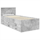 vidaXL Nappaliágy fiókkal Beton Szürke és Fekete 100 x 200 cm Faanyag