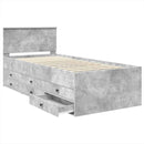 vidaXL Nappaliágy fiókkal Beton Szürke és Fekete 100 x 200 cm Faanyag
