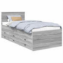 vidaXL Nappaliágy fiókkal Szürke Sonoma és Fekete 100 x 200 cm Faanyag